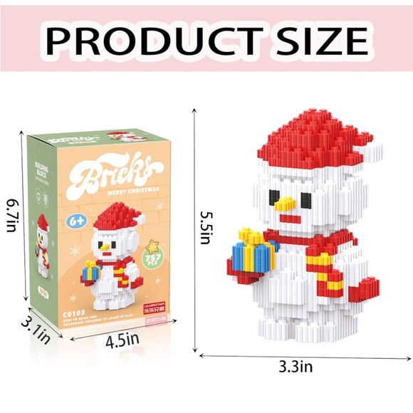 New Christmas Stacking Blocks Compatible for Lego Christmas Snowman Building - Picture 2 of 6